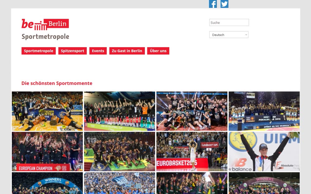 Screenshot 2: Relaunch und Betreuung  der zentralen Marketingplattform Sportmetropole Berlin