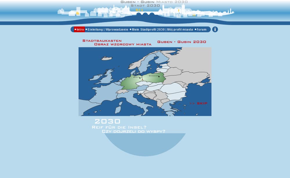 Screenshot 1: Online-Spiel mit Forum sowie Speicherung und Visualisierung der Spielergebnisse für die Stadt Guben