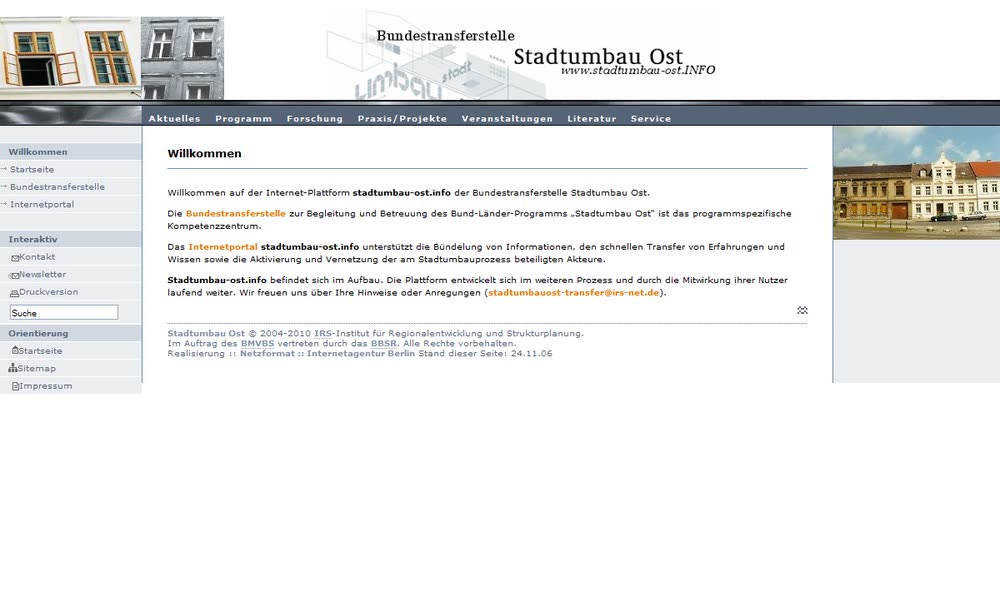 Screenshot 3: Internetportal für die Bundestransferstelle Stadtumbau Ost mit CMS