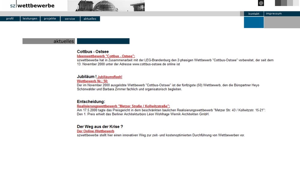 Screenshot 1: Internetauftritt für ein Architekturbüro