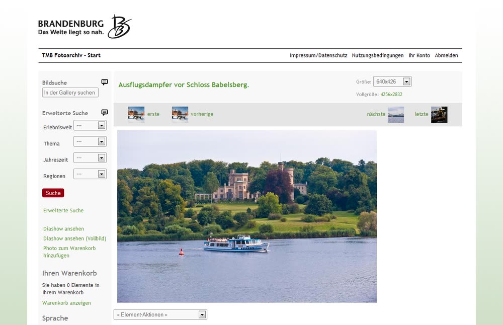 Screenshot 3: Relaunch TMB-Fotoarchiv für Tourismus in Brandenburg mit Betreuung