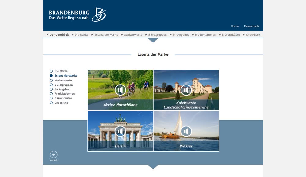 Screenshot 3: Zentrale Website für die Tourismusmarke Brandenburg