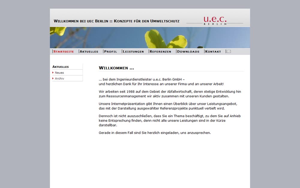 Screenshot 1: Konzept und Realisierung eines Internetauftritts für ein Ingenieurbüro, inkl. CMS.