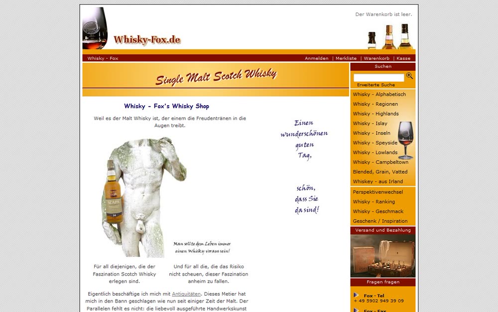 Screenshot 1: Online-Shop für Whisky