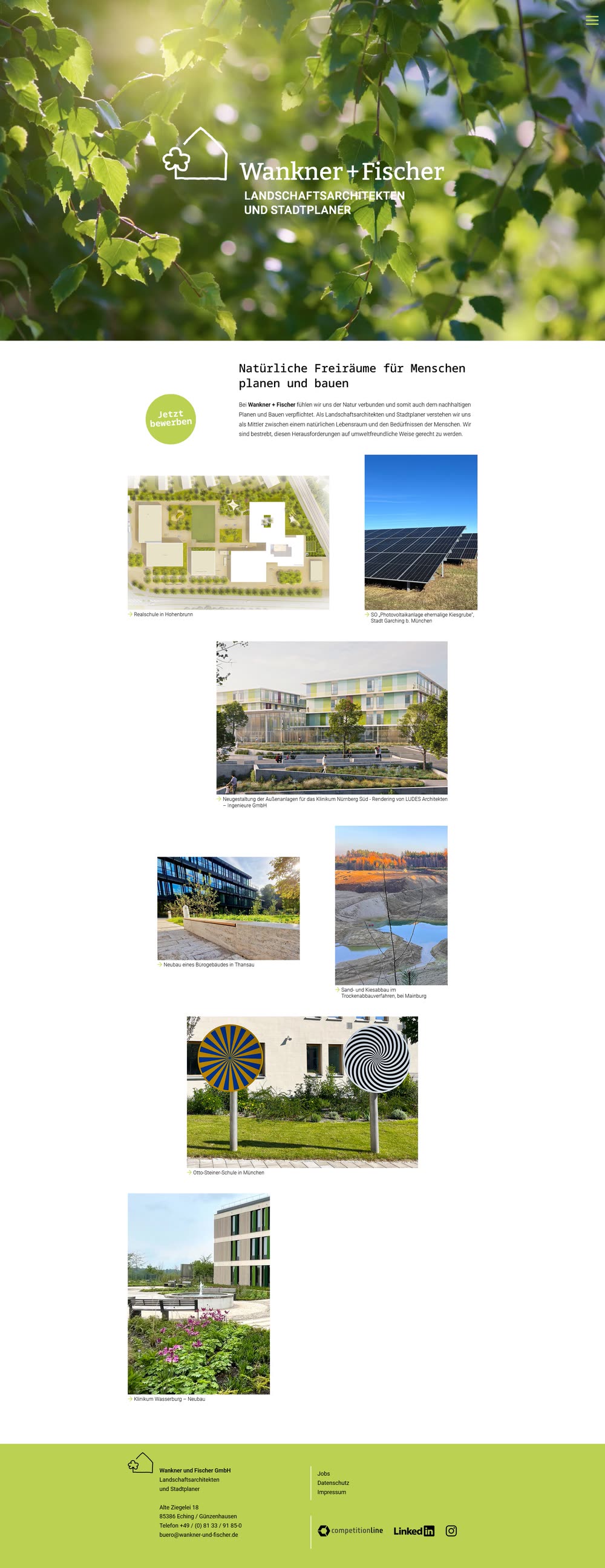 Screenshot 2: Website mit Wordpress für Landschaftsarchitekten